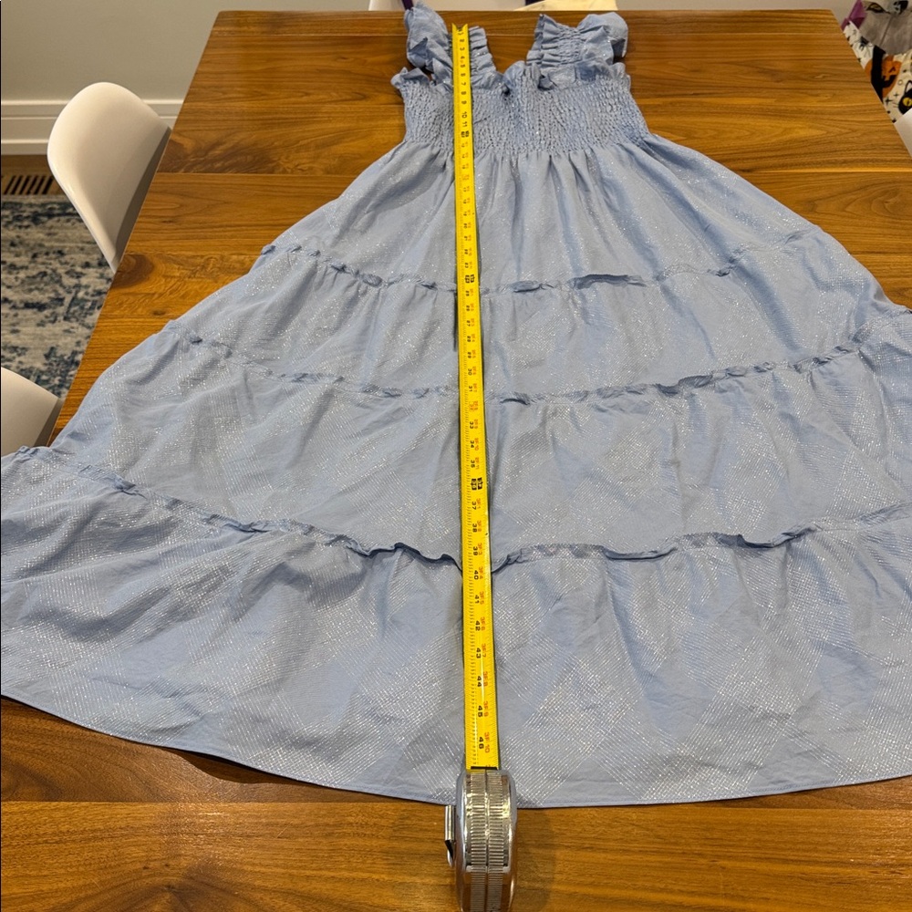 Hill House Light Blue Ellie Nap Dress with Ruffles and Glitter Print - Picture 8 of 11